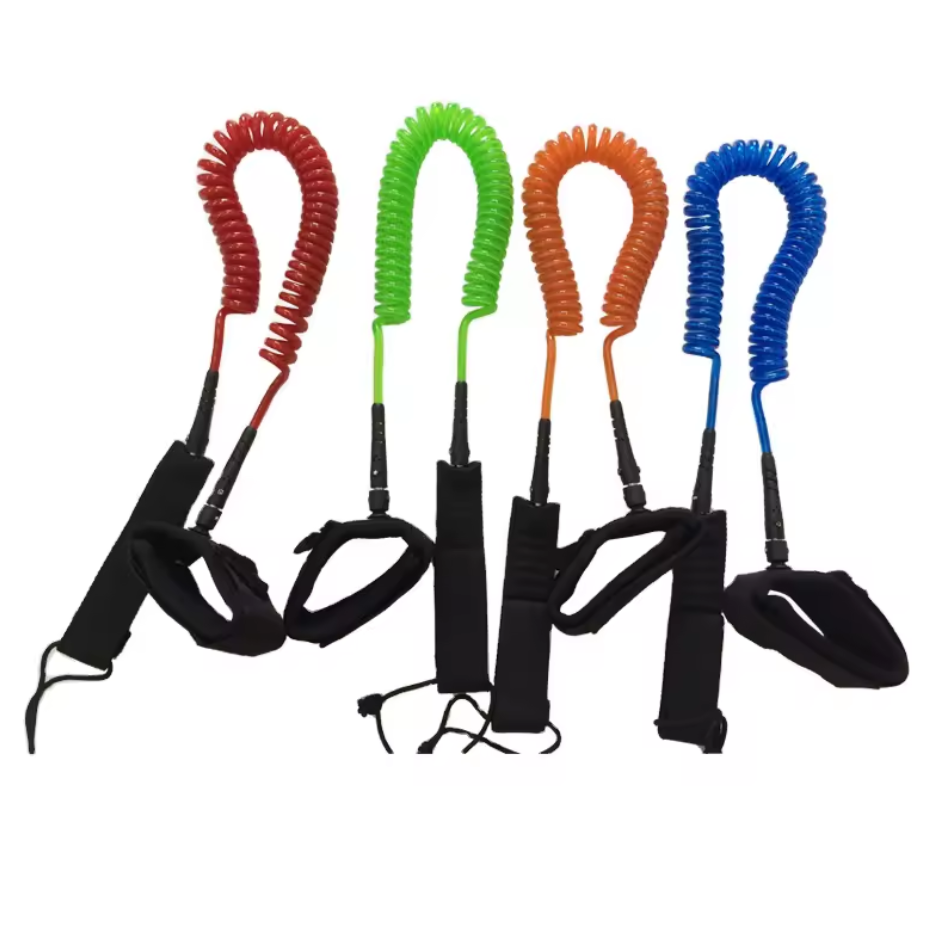 11ft Coiled TPU Surfboard Leash Stainless Steel Rotating Head Eco-Friendly Lakes Rivers Stand-Up Paddleboarding Accessory